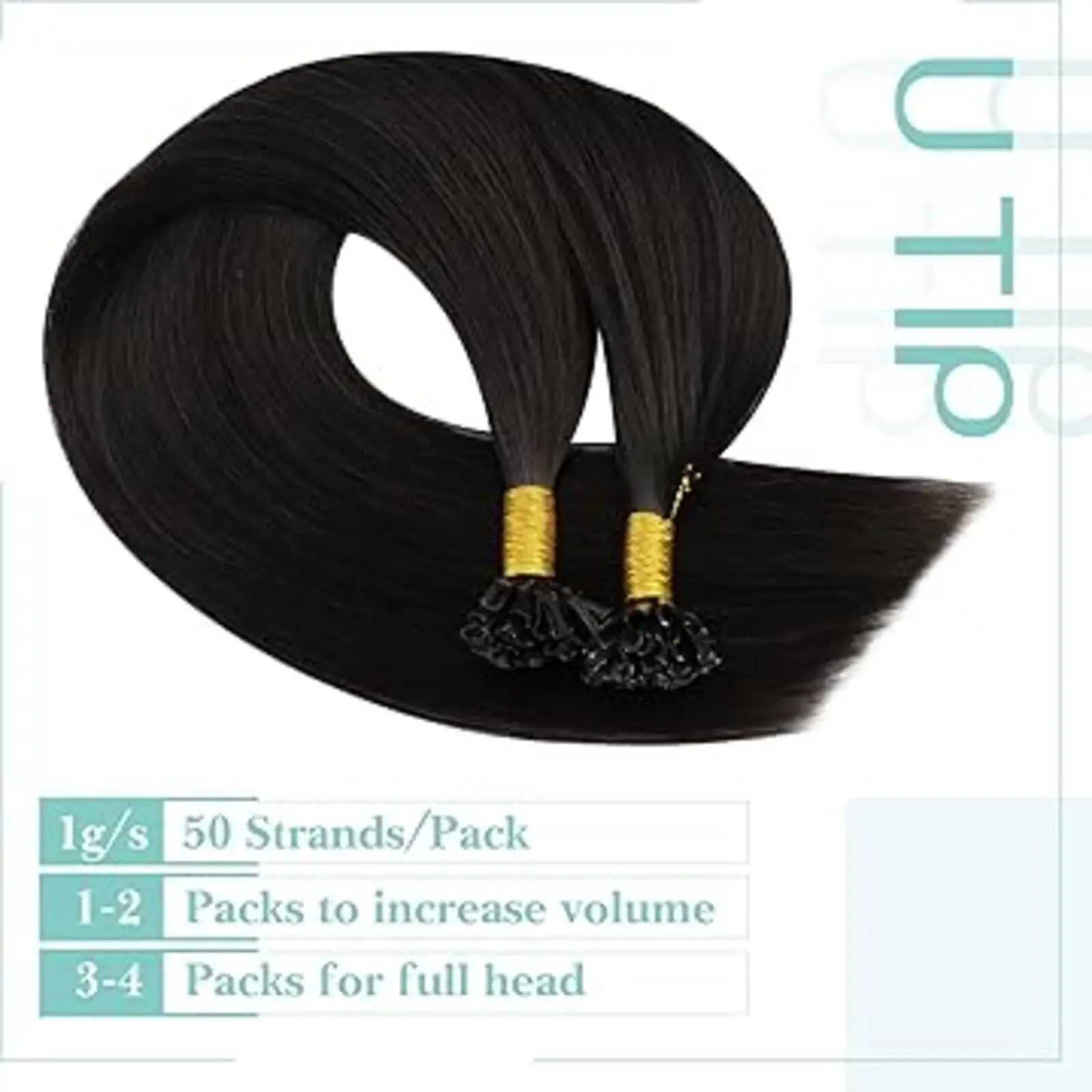 YoungSee U Tip Hair Extensions Pre Bonded Keratin Fusion Nail U tip Pure Color Fusion Extensions Silky Straight 50g/50s