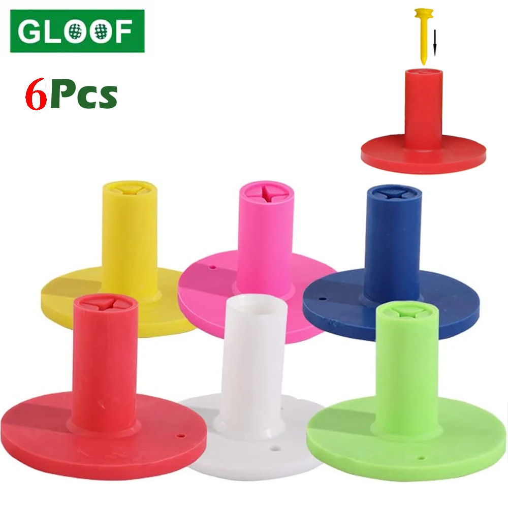 6pcs/set Golf Rubber Tees Holder with Plastic Golf Tees Set Golf Practice Training Driving Putting Chipping Range for Golf Mats