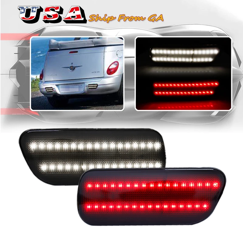 

For 2006-2010 Chrysler PT Cruiser Rear Bumper Reflector Lights White Backup Reverse/Red Rear Fog Lamps,Tail Lights