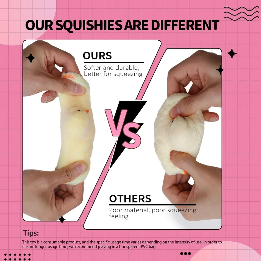 2PCS Taba Squishy Chick Toy Hand Make Fidget Chicken Sticky Silicone Squeeze Toys Ultra Soft for Adults Chick Squishies Toys fo