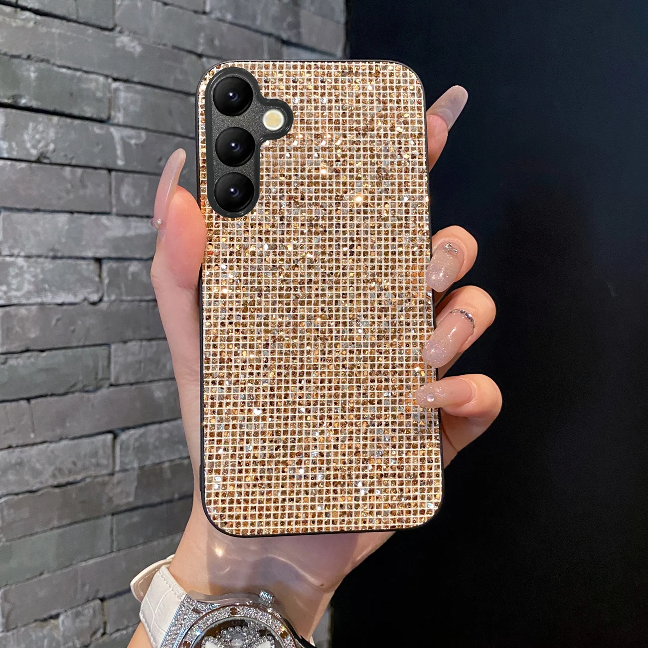 Luxus Shiny Grid Pattern Mode TPU Fall Für Samsung Galaxy A14 A15 A16 A35 A36 S25 S24 S23 S22 Plus FE Ultra Glitter Shell – Detail 7