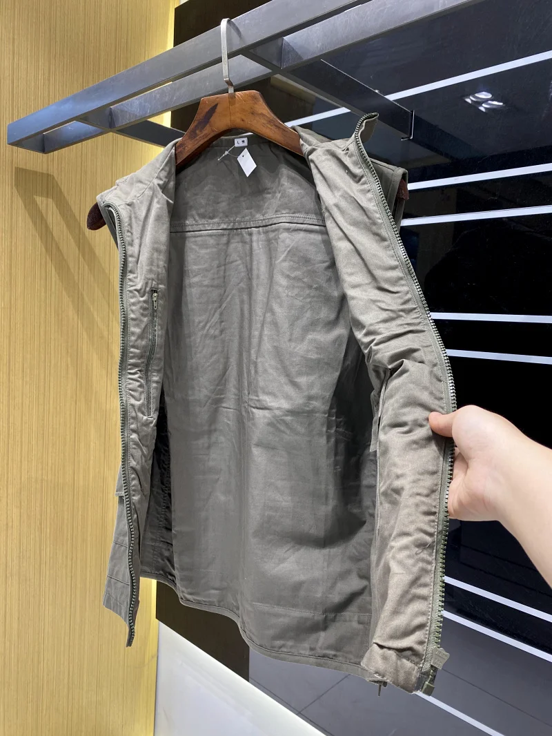 Baumwolle Arbeitskleidung Sle Weste Herren Outdoor Casual Herbst New Faion Multi-Pocket Design Jugend Trend Stand Fit Reißverschluss