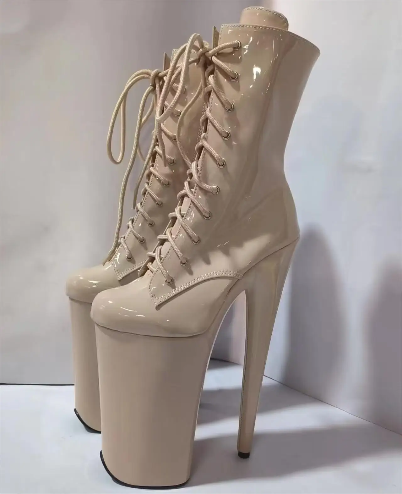 Sexy 10-inch high heels and ankle boots, spring and autumn shoes 26 cm thin heel pole dancing, nightclub performance ankle boots