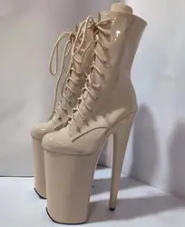 Sexy 10-inch high heels and ankle boots, spring and autumn shoes 26 cm thin heel pole dancing, nightclub performance ankle boots