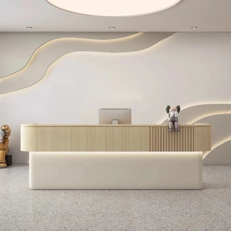 w Beauty Salon Desks Simple Modern Work Desk High Quality Reception Desks Cash Register Industrial Schreibtisch Furnitur