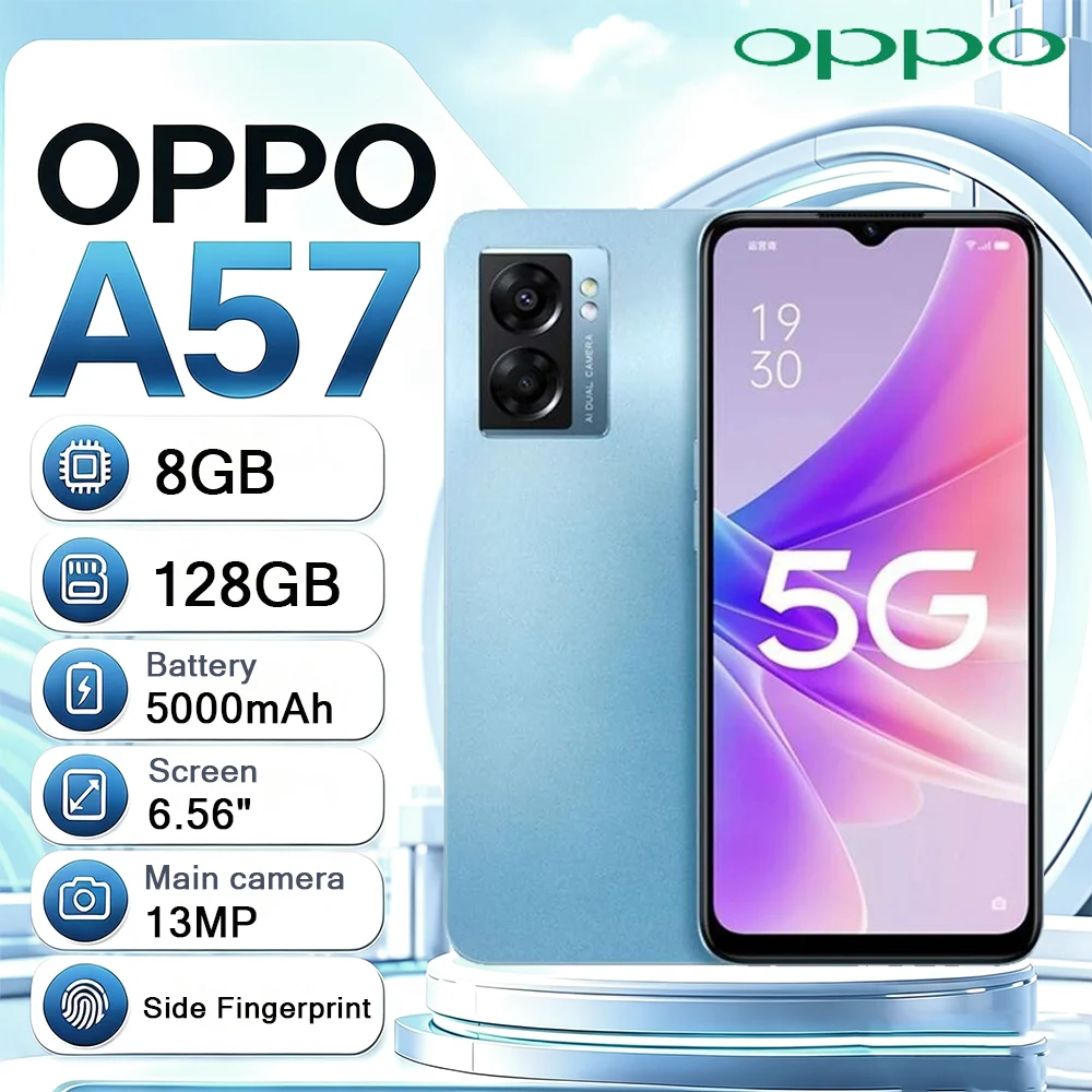 2026 NEW OPPO A57 5G 6.56" 90Hz Screen Large Storage Smartphone 8+128GB 13MP AI Camera 5000mAh Big Battery Type-C Dual SIM Phone