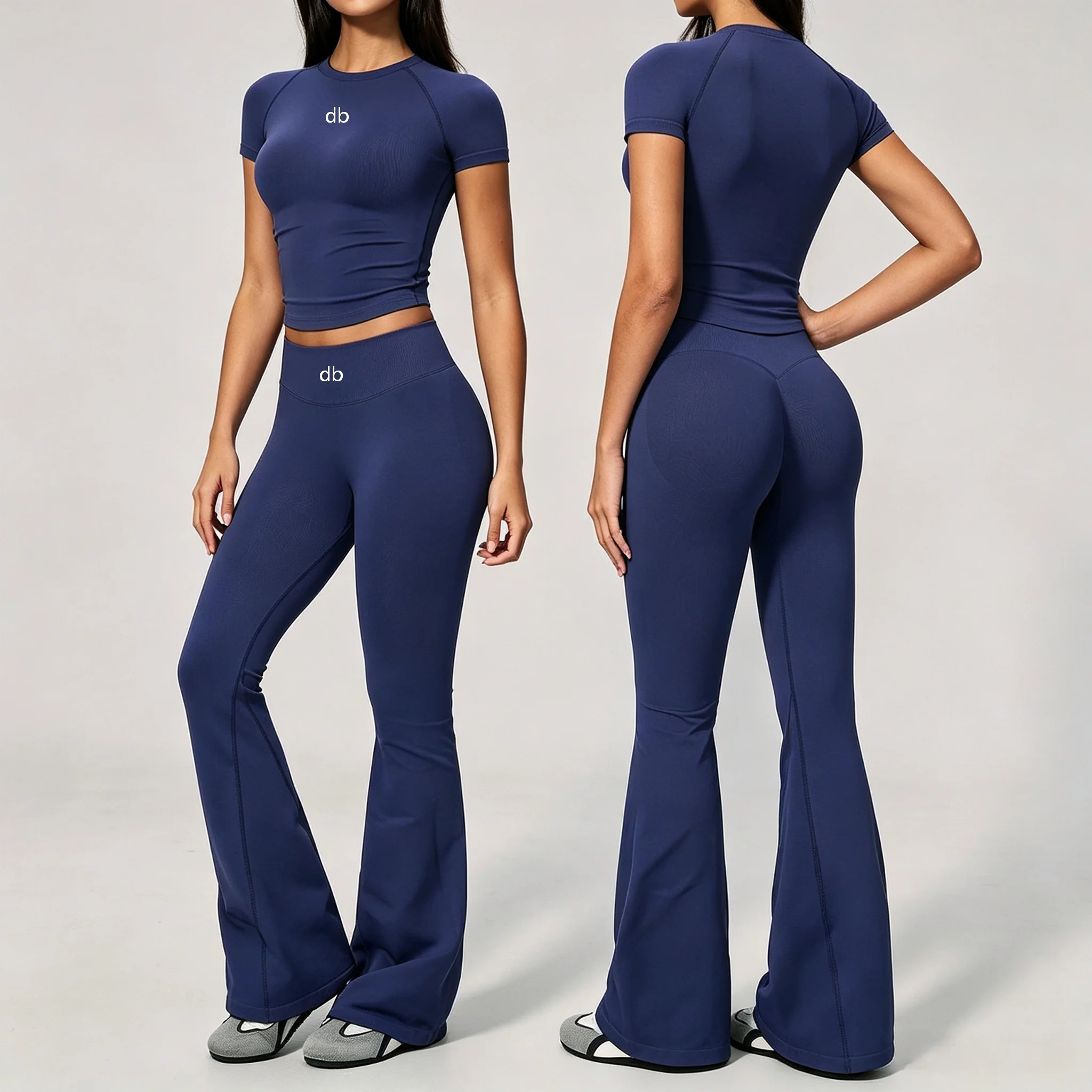 2026 New Model Fitness Outfit Set - Women's Tall and Stretchy Sports Quick-Drying Pilates Wide Leg Yoga Set