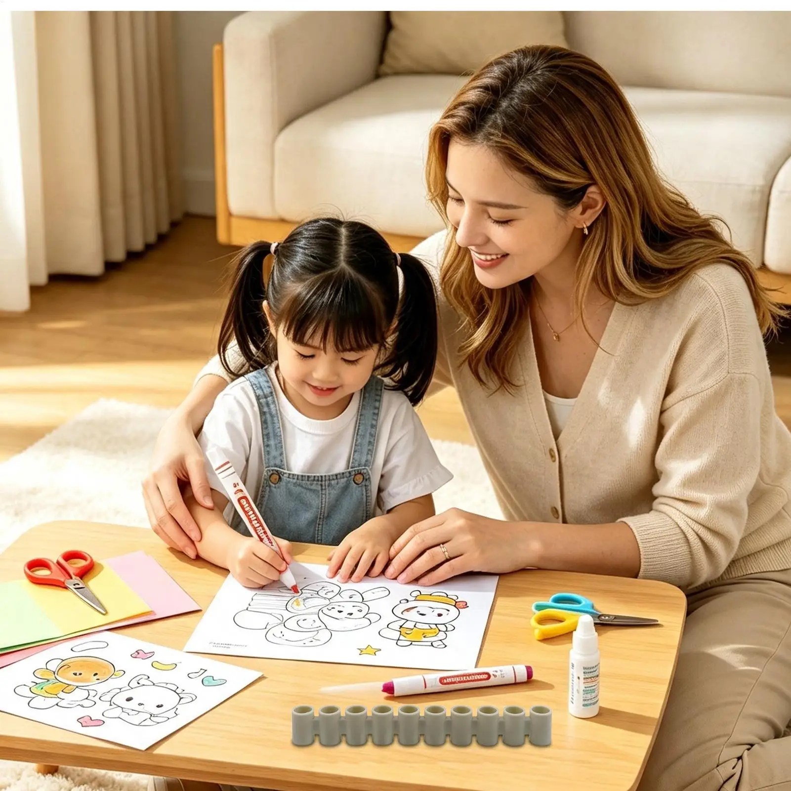 Marker Organizer 10-Slot Silicone Flexible Broad Tip Portable Storage Broad Tip Colored Markers Organizer For Home School