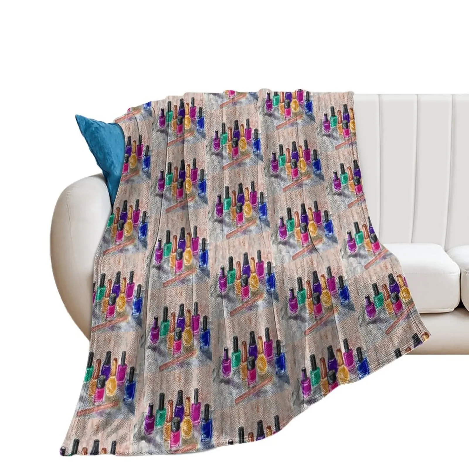 

Rainbow manicure - Pink hues Throw Blanket Thermal Flannel Fabric Blankets