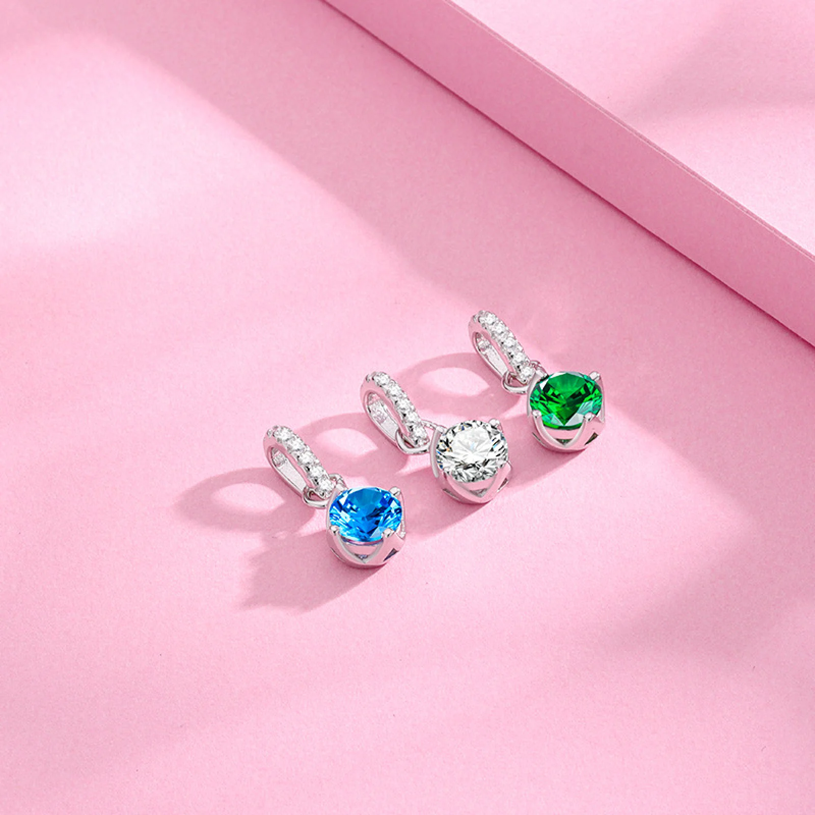 925 فضة البلاتين مطلي السماء الزرقاء زركونيا قلادة قلادة للنساء الفتيات سحر المجوهرات الفاخرة لا سلسلة