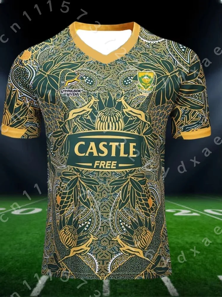 Family Matching Parent Kid South Africa Rugby Jersey Ethnic Totem Full Print Quick Dry Breathable Sports Fan Short Sleeve Tshirt