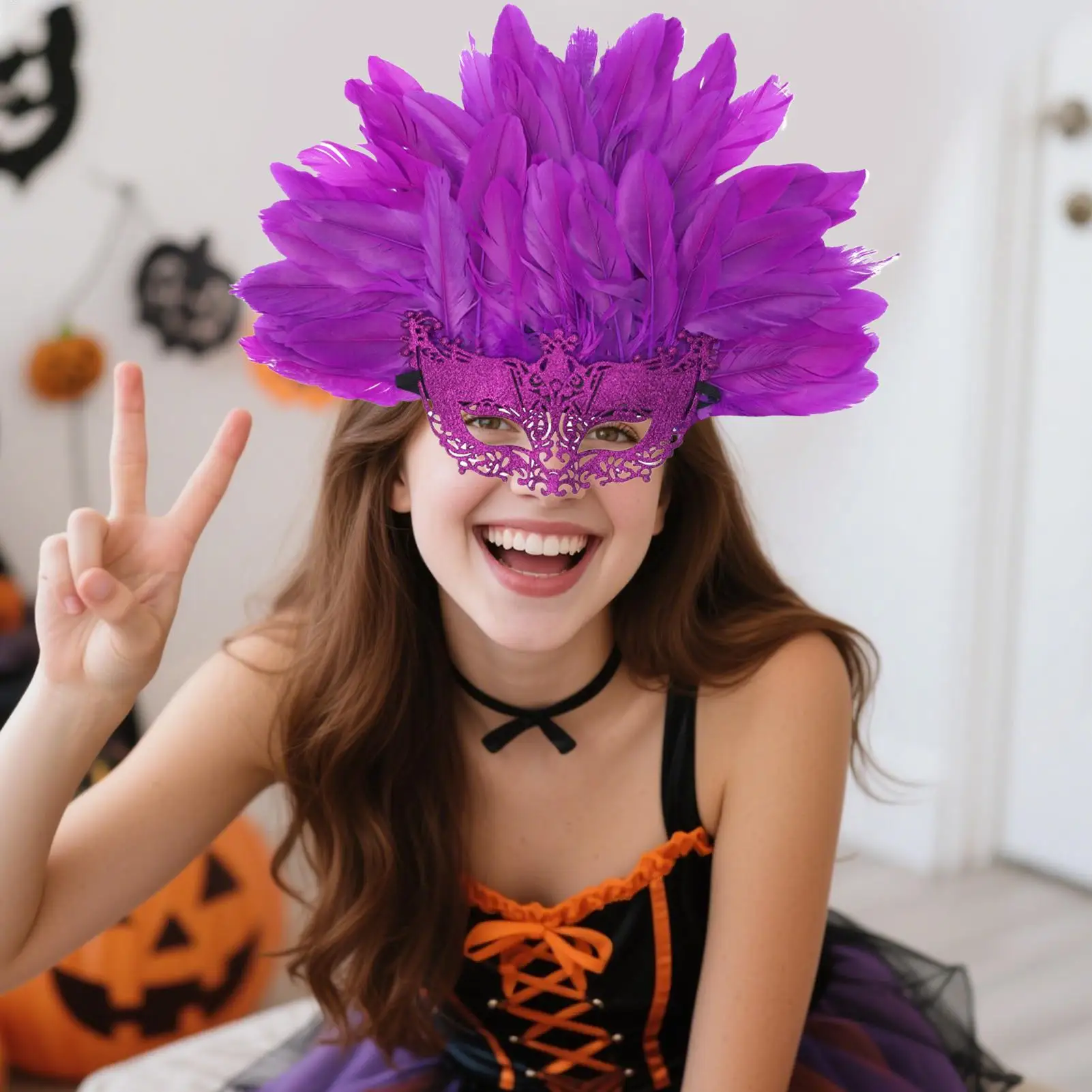 Cosplay Costume Masque Women Role Play Accessory Supplies Female Halloween Masque for Party Birthday Ball Stage Performance