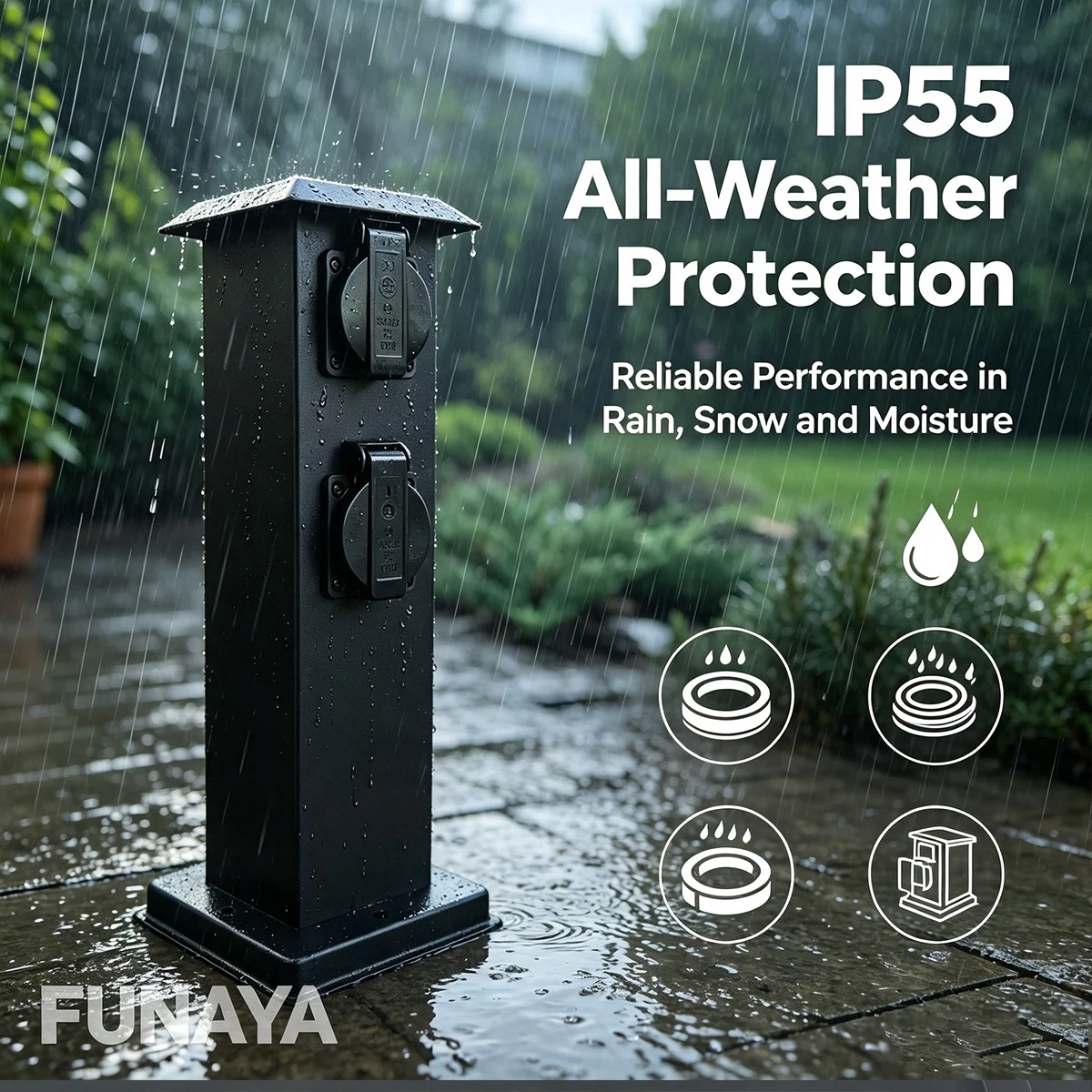 FUNAYA Waterproof Outdoor Socket EU KR/UK/US/AU/FR/Israel/universal Brazil Power Garden Outlet for Secure Externally Electrical