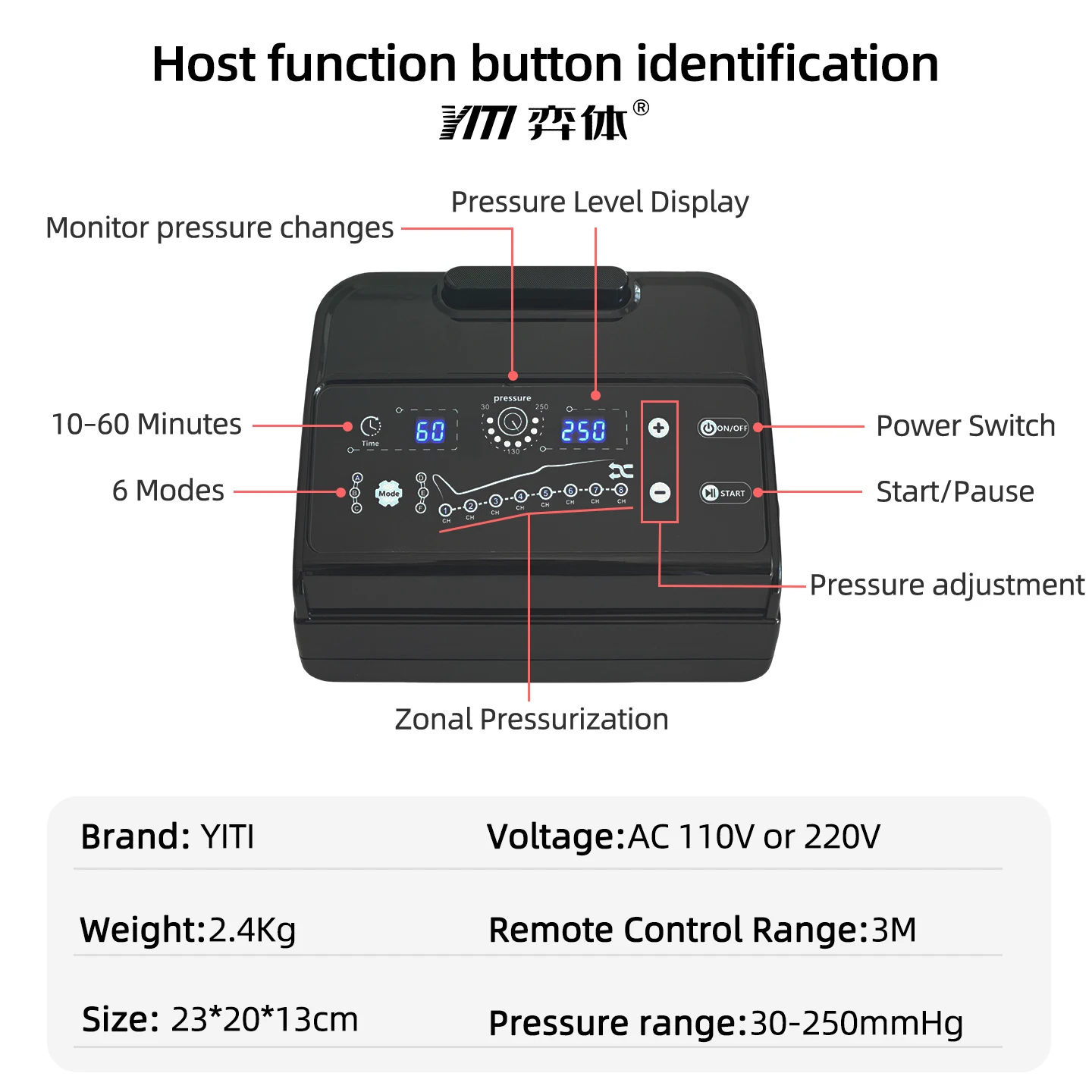 YITI 8 غرف العلاج بالضغط على الساقين ضغط الهواء مدلك عضلات القدم ، آلة التصريف اللمفاوي للجسم بالكامل علاج مريح #3