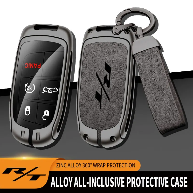 Zinc Alloy Car Key Case For Dodge RT Challenger Charger Journey RAM Remote Control Protector For DODGE R/T Logo Car Key Cover