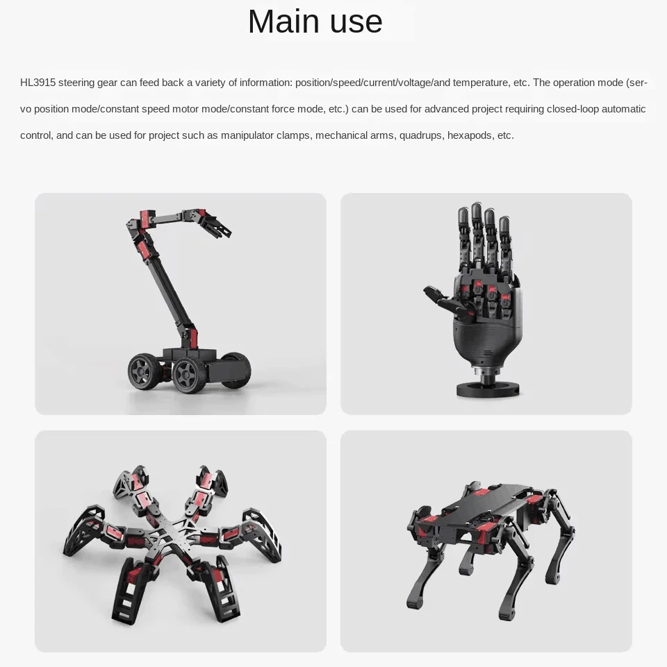 Serwo Feetech HLS3915M 12V 14KG z podwójnym wałem, stałym momentem obrotowym, TTL, szeregowy, bezrdzeniowy silnik, obrót 360 stopni, do ramienia robota, mocowania, DIY