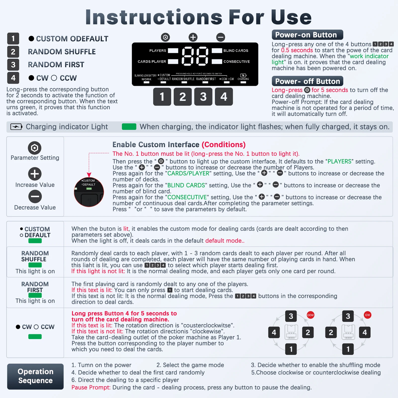 تاجر البطاقات الأوتوماتيكي لتوفير البطاقات لـ 1-8 لاعبين خالي من الخلط عن طريق عشوائي دوار 360 1-2 طوابق USB قابل لإعادة الشحن #5