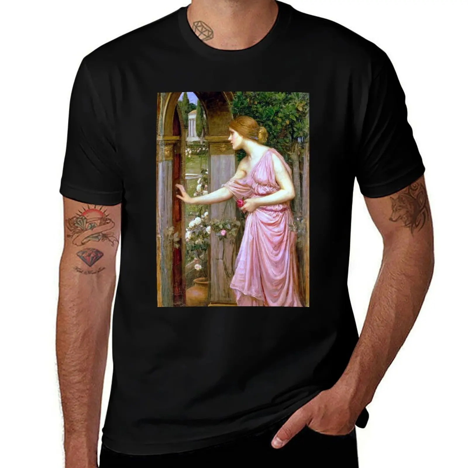 Psyche Entering Cupid's Garden - John William Waterhouse T-Shirt Holiday Simple Tee Shirt T-Shirt