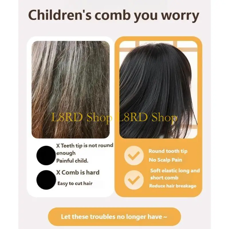 L8RD Children Hollow Massage Comb Rolling Tip for Scalp Relaxation Hollow Bristles Hair Comb Detangling Hair Brush for Kids