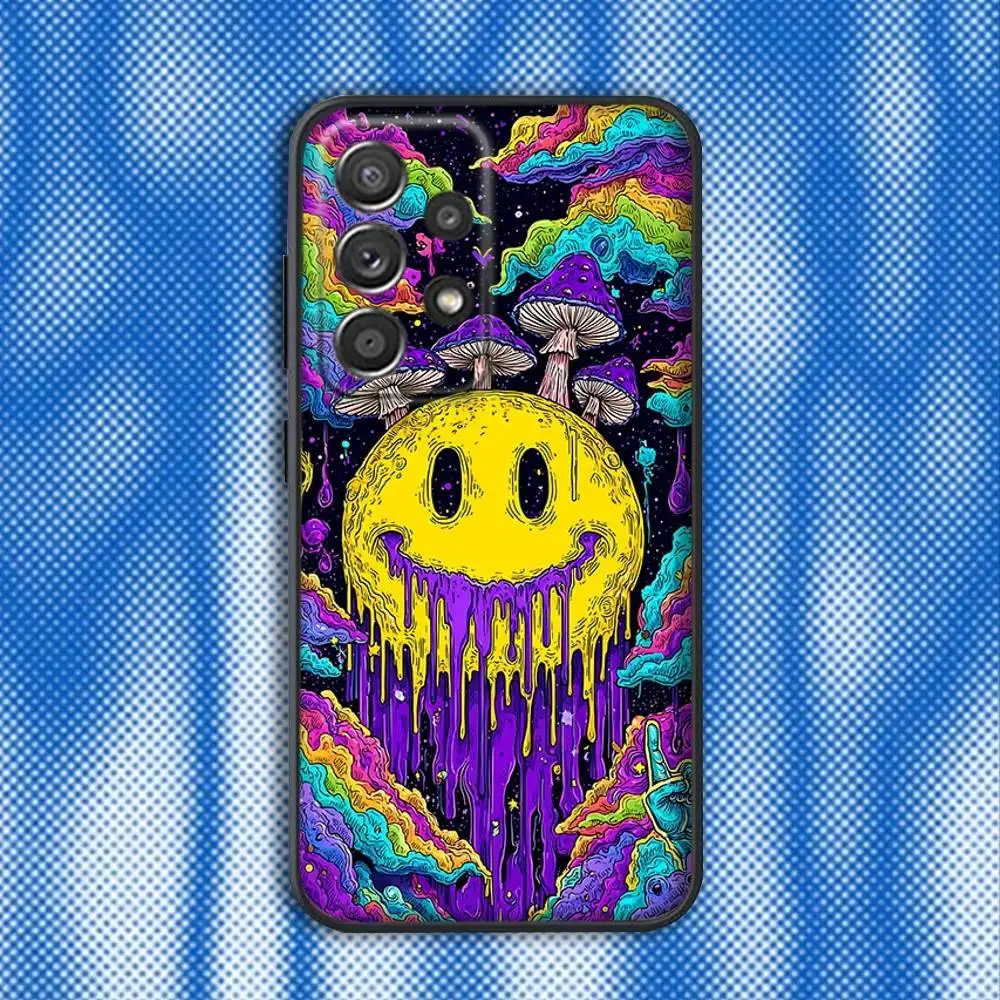 삼성 S25,S24,S21,S22,S23,S30,Ultra,S20,Plus,Fe,Lite,Note,10,9,5G 블랙 커버용 다채로운 사이키델릭 트리피 아트 전화 케이스