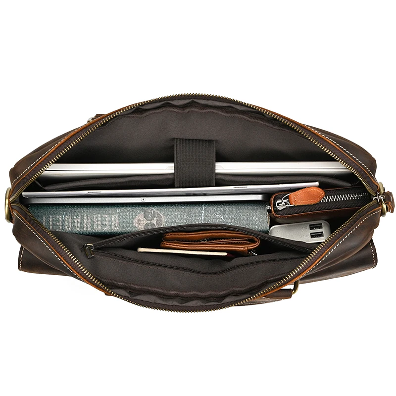 Valigetta per laptop in vera pelle di alta qualità per uomo Valigetta da lavoro in pelle di vitello maschile Borsa a tracolla stile vintage