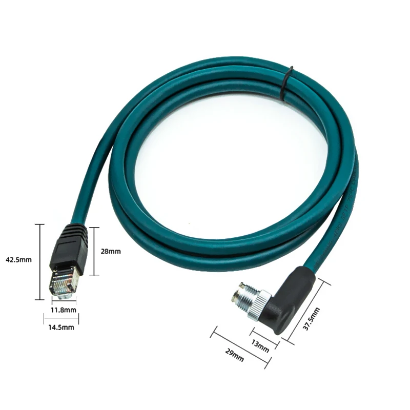 M12 8pin X-code Male Head To RJ45 Encoding Line Industrial Ethernet X-type Network Cable 8-code Shield Cat6 Kilomega Connector