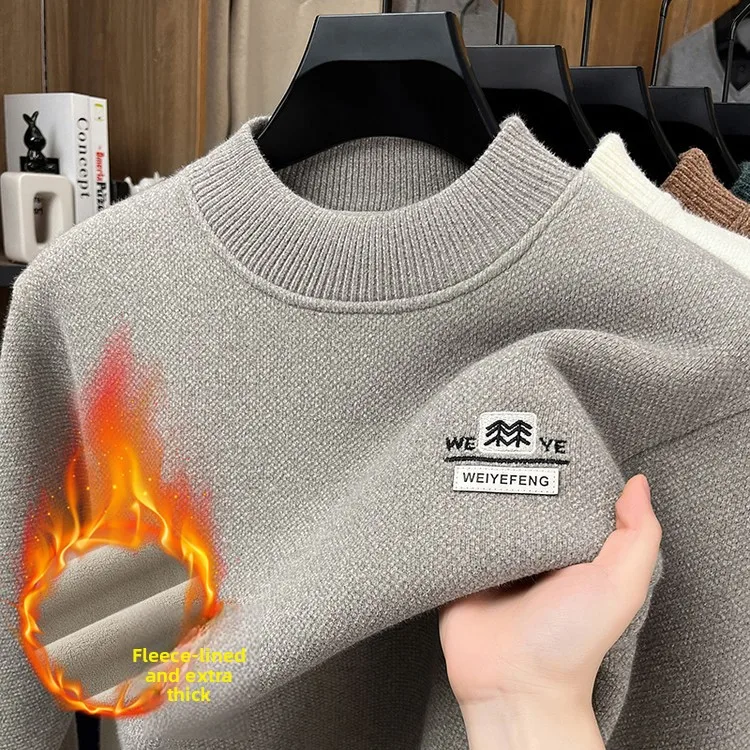 

Шерстяной повседневный свитер на подкладке Fce с высоким воротником Inteated Fce, мужской осенне-зимний вязаный топ для повседневной носки