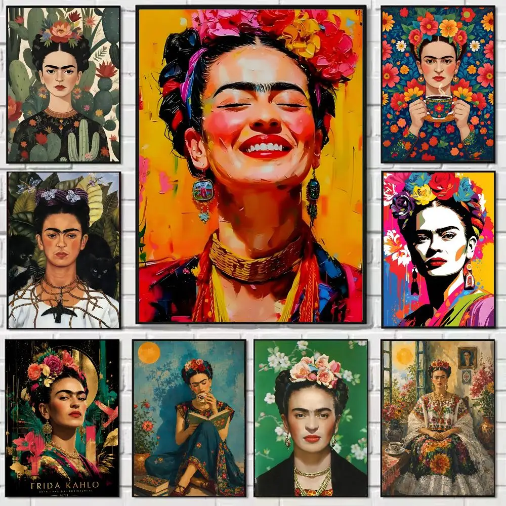 Art F-Frida Kahlo Poster Self-adhesive Art Waterproof Paper Sticker Coffee House Bar Dorm Room Wall Decor