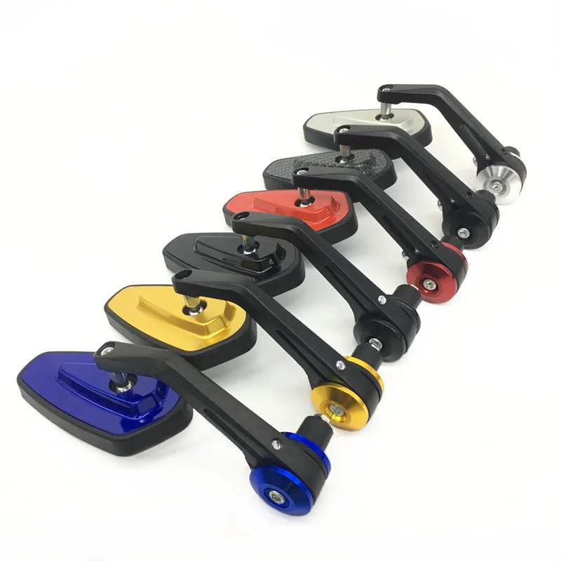 Pair Motorcycle 7/8' 22mm Handle Bar End Review Side Mirrors Cafe Racer Bobber Old School Touring Dirt Bike