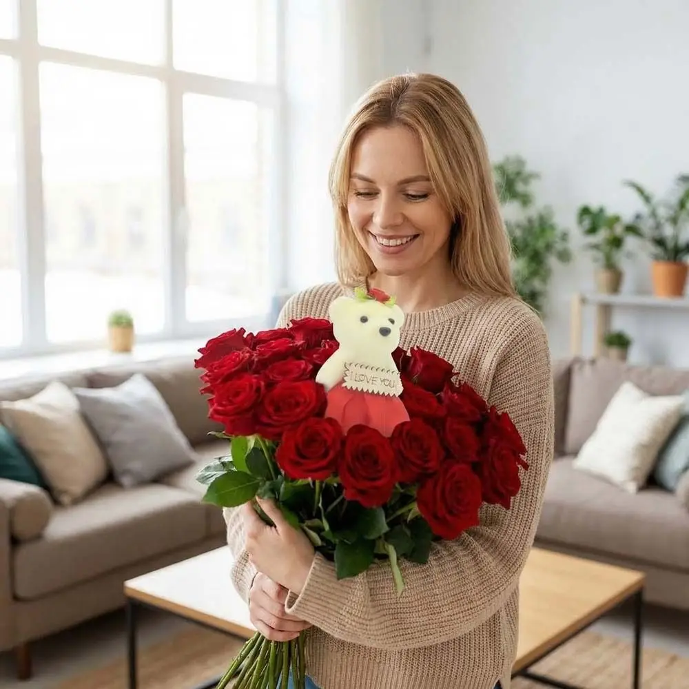 10pcs/set Fluffy Stuffed Foam Bear Bear Foam Cartoon Mini Bear Flower Bouquet DIY 10cm Cartoon Bouquet Valentine's Day