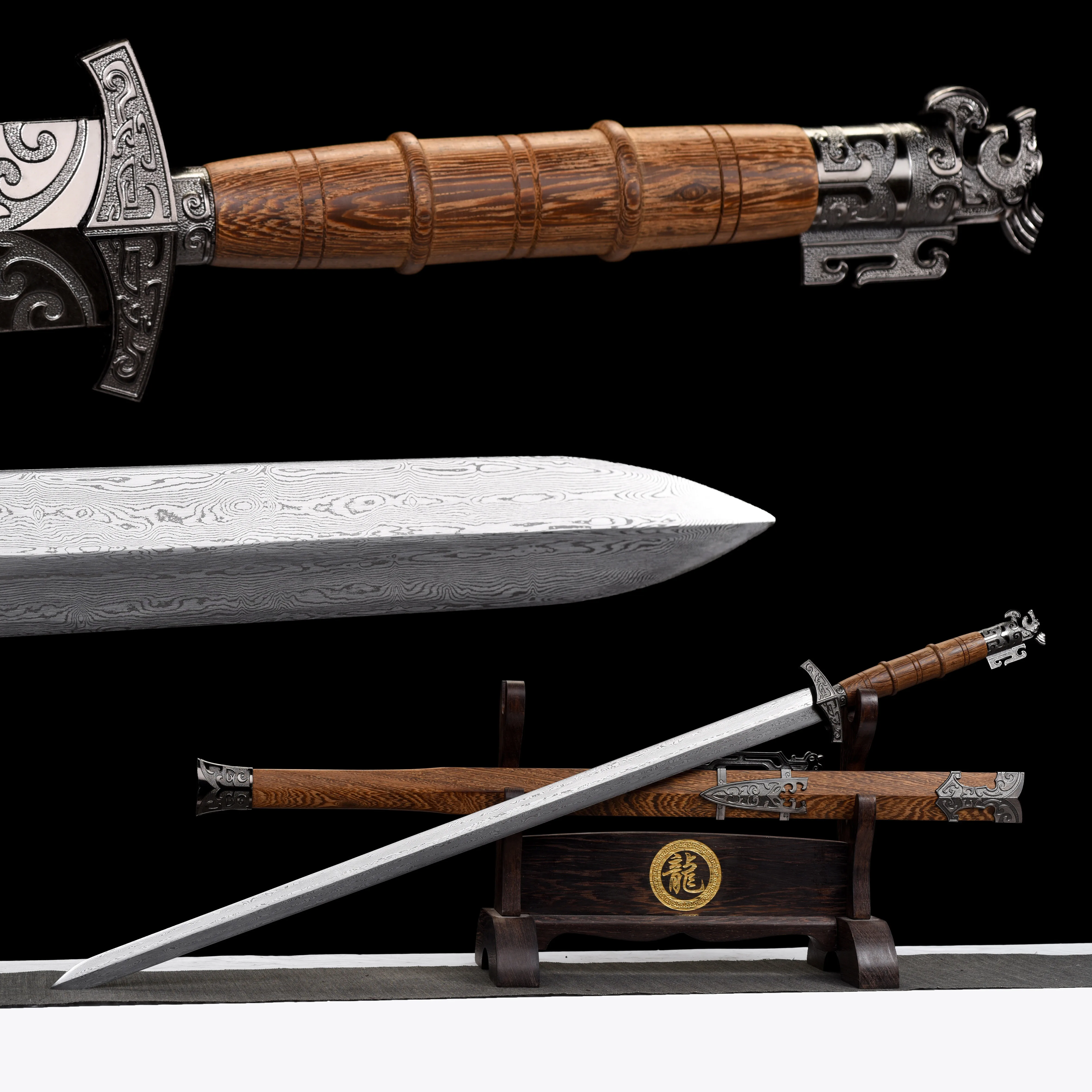 102cm samurai sword Damascus steel hand-forged sharp katana combat readiness weapons wooden sheath combat training warrior gift