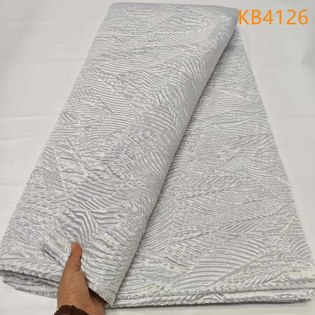 African Jacquard Brocade Luxury Nigerian Gilding Lace Material High Quality Organza Tulle Brocard French Net For Sewing KB4126