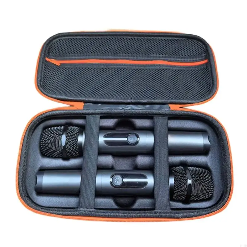 Adecuado para micrófono doble inalámbrico, bolsa de viaje con micrófono doble de mano, estuche rígido de almacenamiento para micrófono portátil, estuche para exteriores