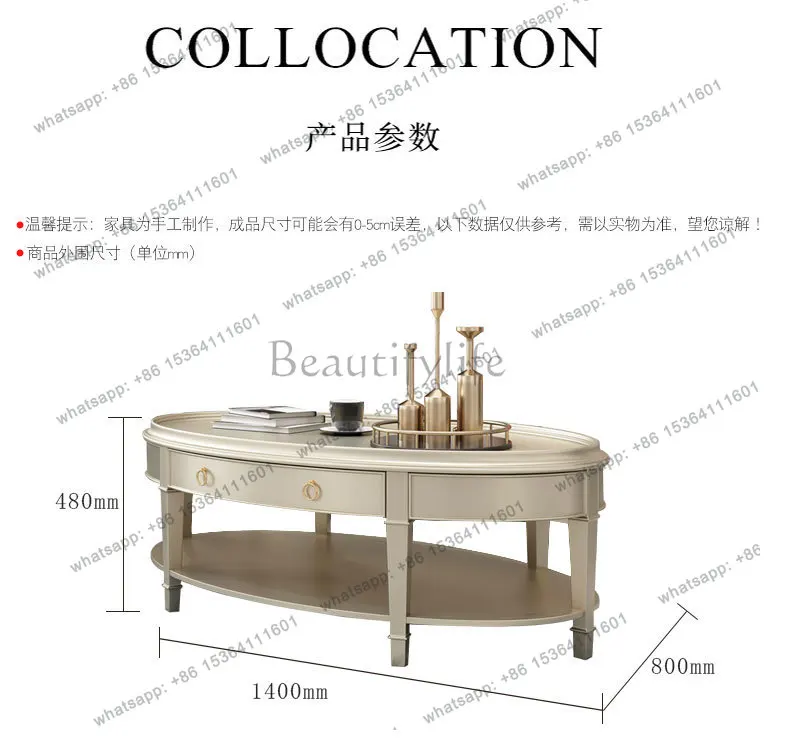 XX. American solid wood coffee table light luxury simple modern creative living room side table