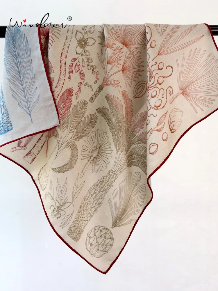 

Winsleter-Женский элегантный шарф из 30% шелка, 70% шерсть, 68*68 см, двусторонний принт, винтажные шарфы в подарок для мамы, новинка весны 2026 A5D915CC