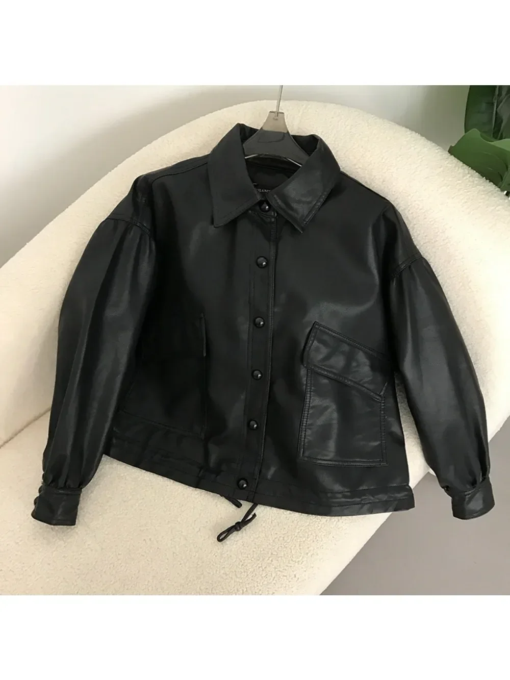 2024 primavera giacca in ecopelle donna Streetwear autunno manica lunga cappotti corti sciolto caldo Moto Biker Outwear stile americano