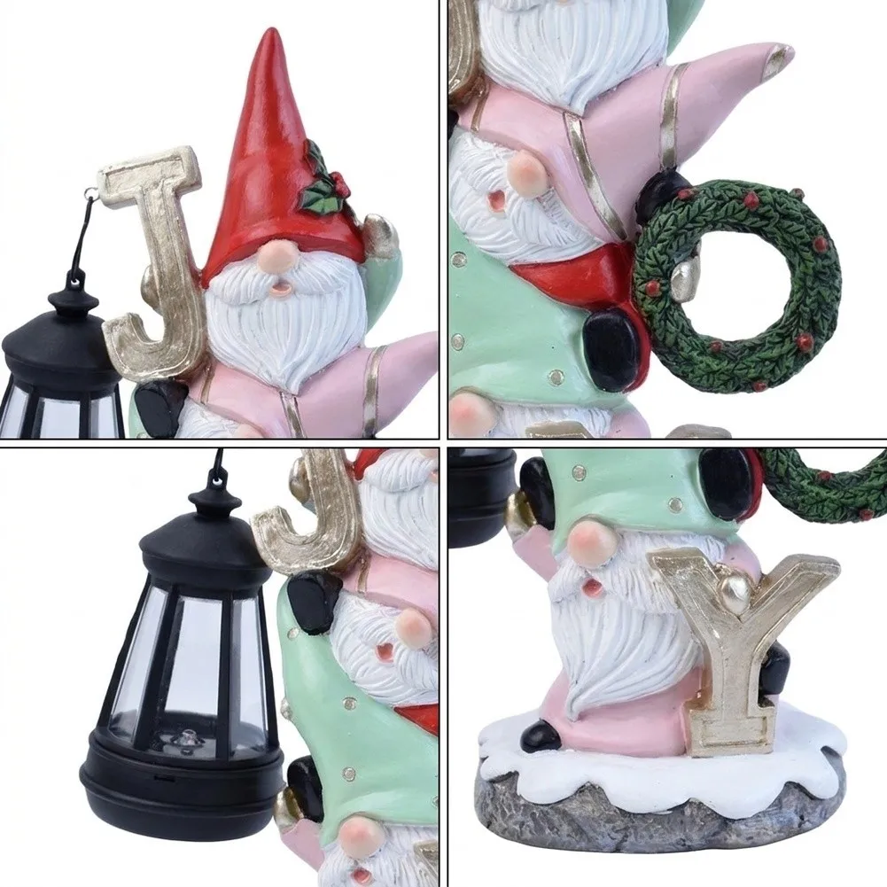 Christmas Garden Statue Solar Powered Outdoor Decoration Synthetic Resin Figure with Daytime Charging and Nighttime Lighting