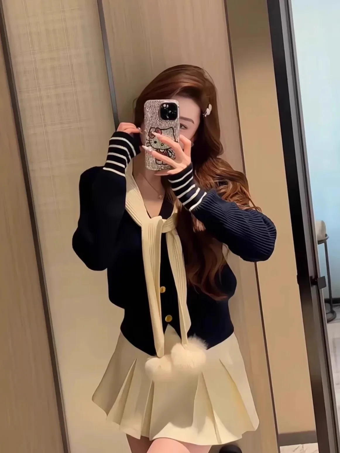 

Модный вязаный длинный женский кардиган-свитер с запахом на плечах, антивозрастной сладкий сле, осень-зима, новое поступление, воротник...