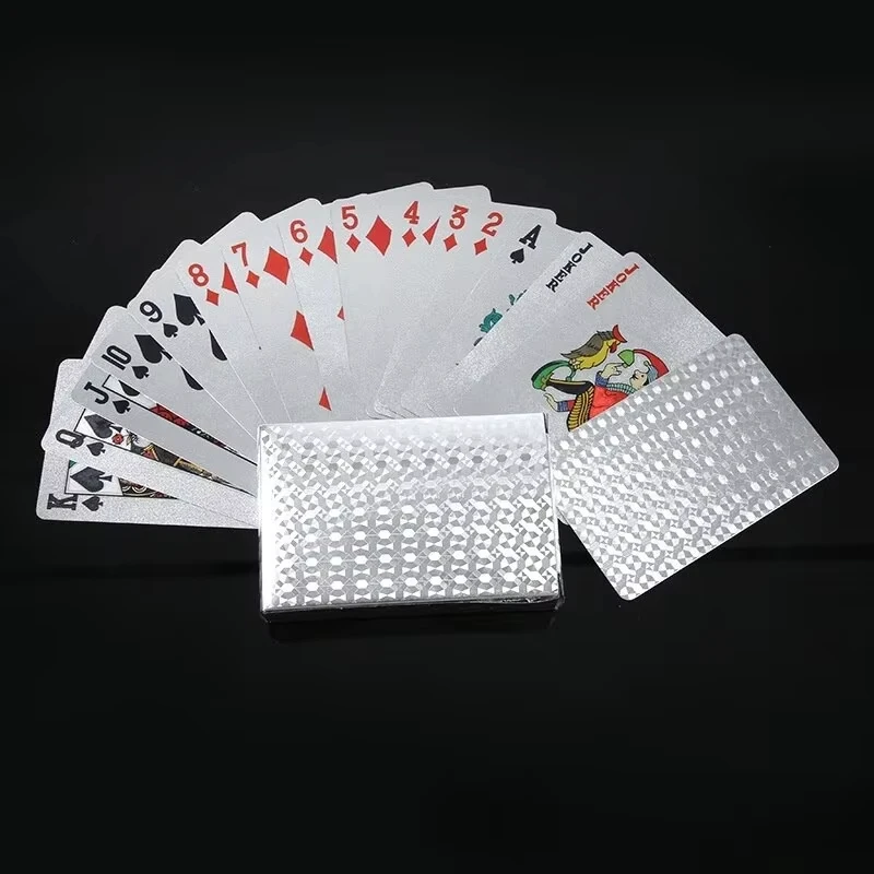 Silver Foil Playing Cards Poker Game Waterproof Plastic Poker Gift Collection Holiday Party Activities Chess and Card Souvenirs