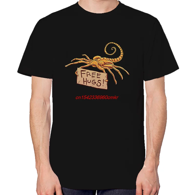Summer New In Tops And T-Shirts Free Hugs Funny Facehugger Aliens Fashion Shirts Graphic Tee Short Sleeve Tee Cotton T-Shirt