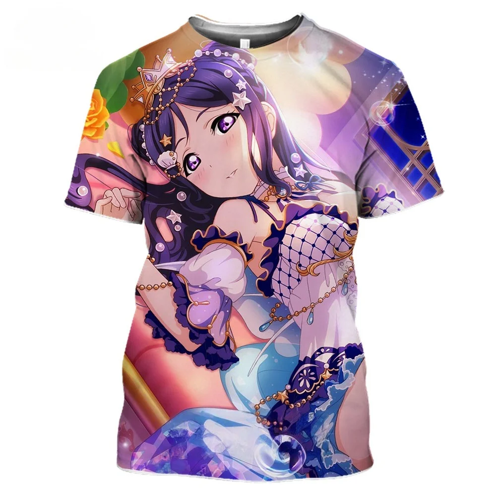﻿Anime Love Live! Men's and women's casual round neck short sleeved Japanese street wear 3D T-shirt daily fitness clothing﻿
