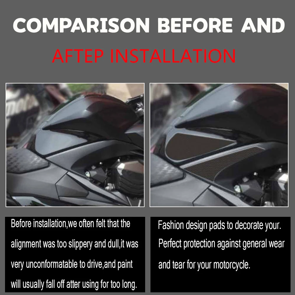 Anti slip sticker Motorcycle Carbon Fiber Tank Traction Pad Side Knee Grip Protector For kawasaki Z 800 Z800 2012 2013 2014 2015