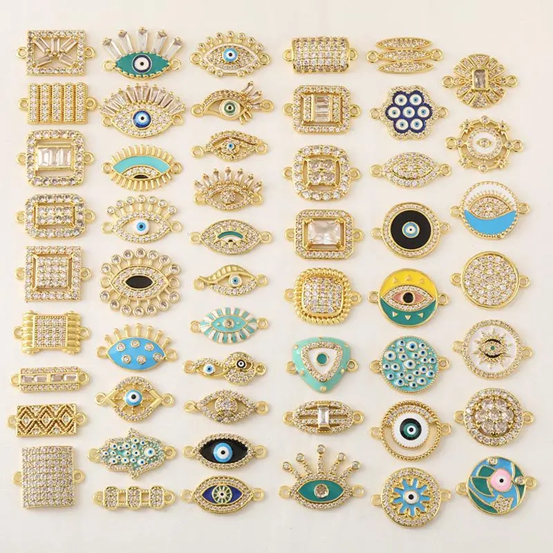 Palm Eye Pendent Tools Alloy Devil's Eye Connector Charms Inlaid with Rhinestone Pendants for DIY Jewelry Making Accessories