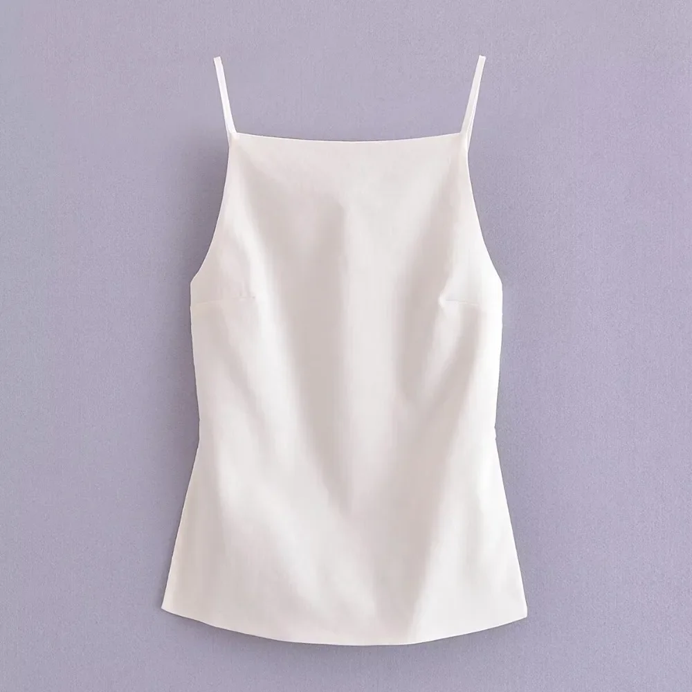 2025 Summer Fashion Backless Female Sleeveless White Crop Top Women Summer Sexy Tops Woman Party Women's Evening Top With Straps