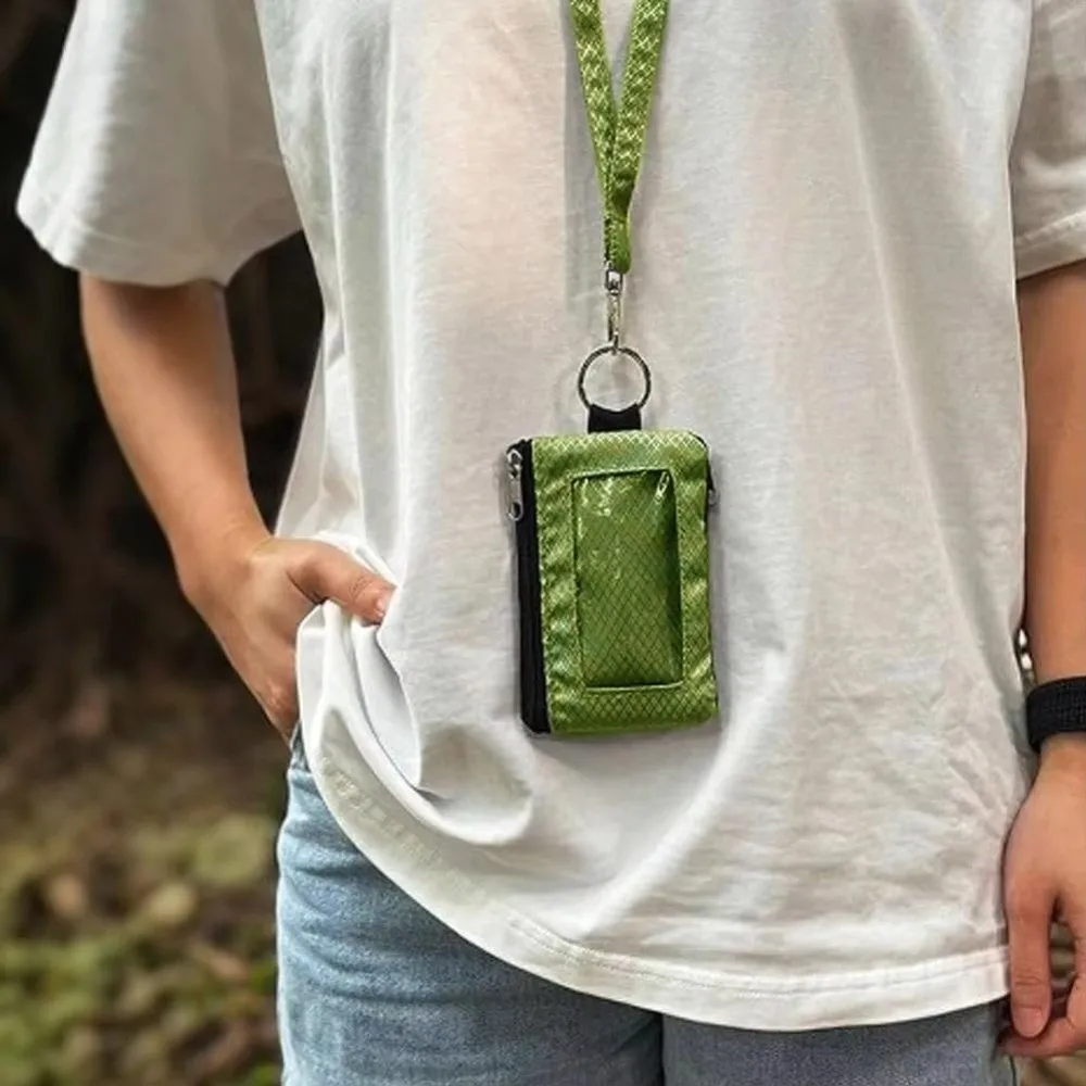 Multifunction Waterproof RFID Blocking Wallet Lanyard Keychain Slim Design ID Window Wallet Zipper Case EDC Pouch Travel Use