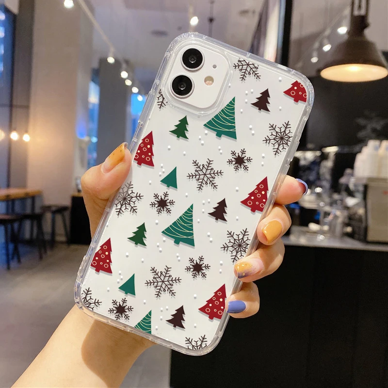 Christmas Snow For iPhone 16 ProMax Case iPhone 15 13 14 12 11 ProMax Pro XS XsMax XR 12 13Mini 7 8 SE Plus Fall Shockproof Case