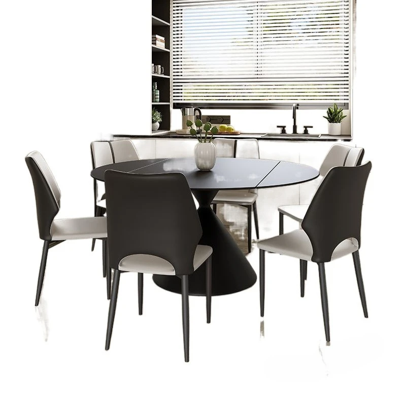 

Rotating and retractable Italian dining table Light luxury small apartment square and round round table
