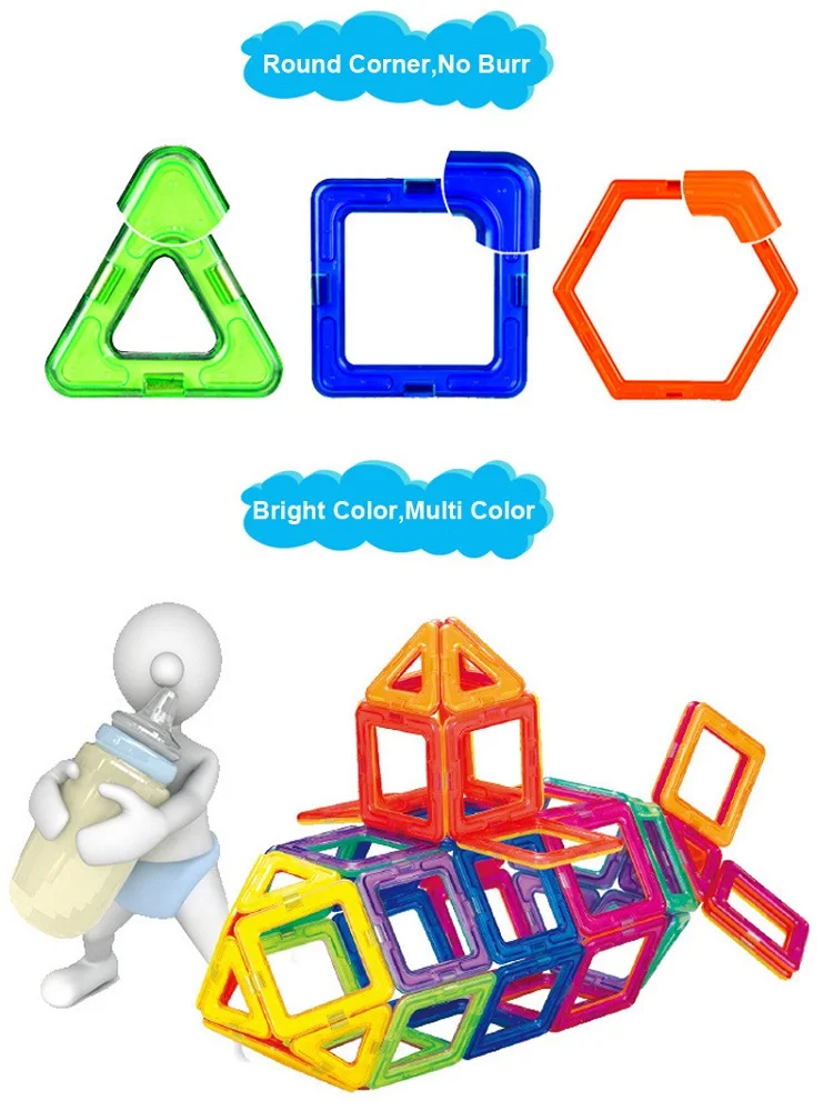 Bambini Puzzle fai da te giocattoli di grandi dimensioni blocchi di costruzione magnetici giocattoli Designer costruzione triangolo modello Puzzle giocattoli educativi