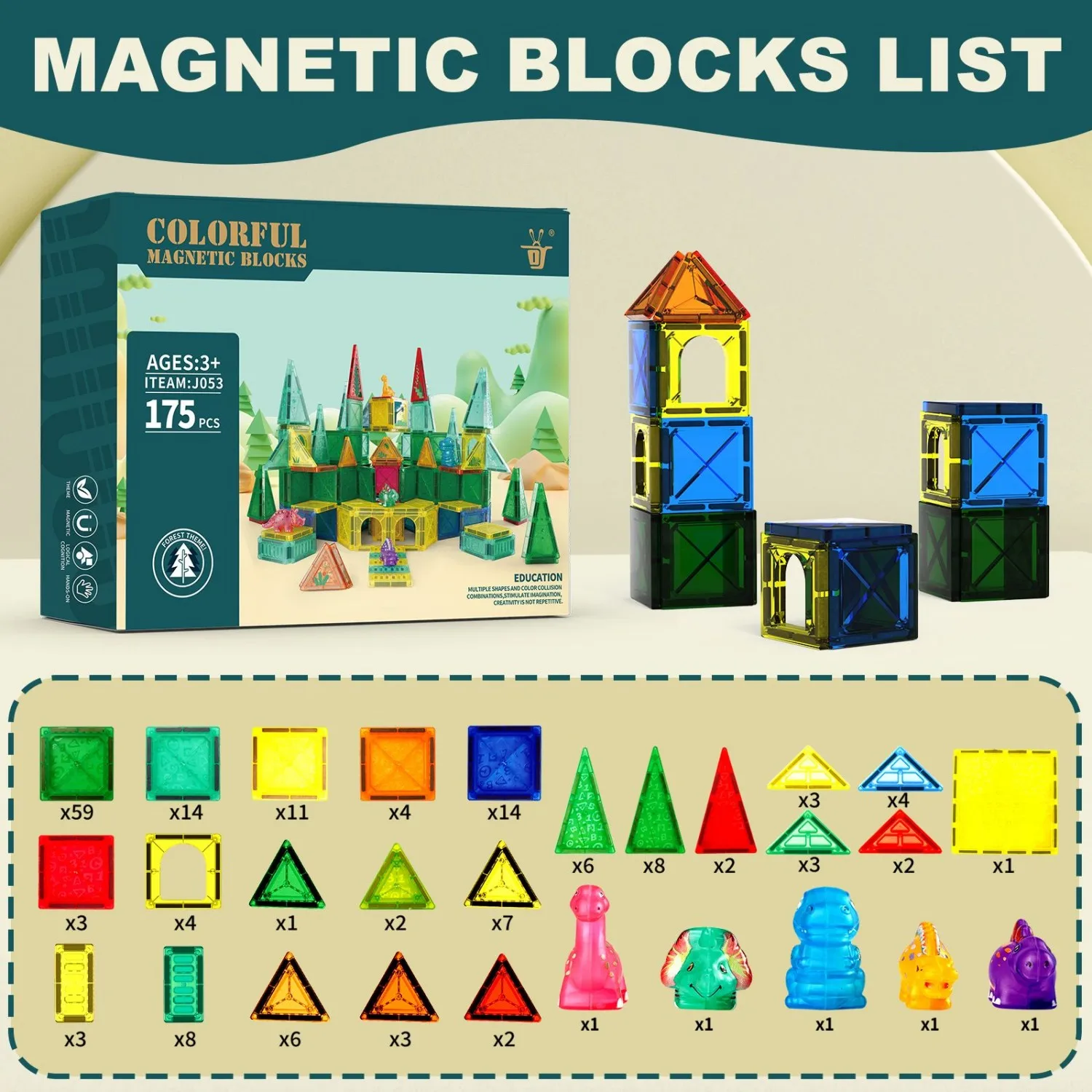 Vibrant STEM Magnetic Building Block Toy Set | Dinosaur & Animal Designs | Creative Outdoor Play & Imagination Games for Kids 3+
