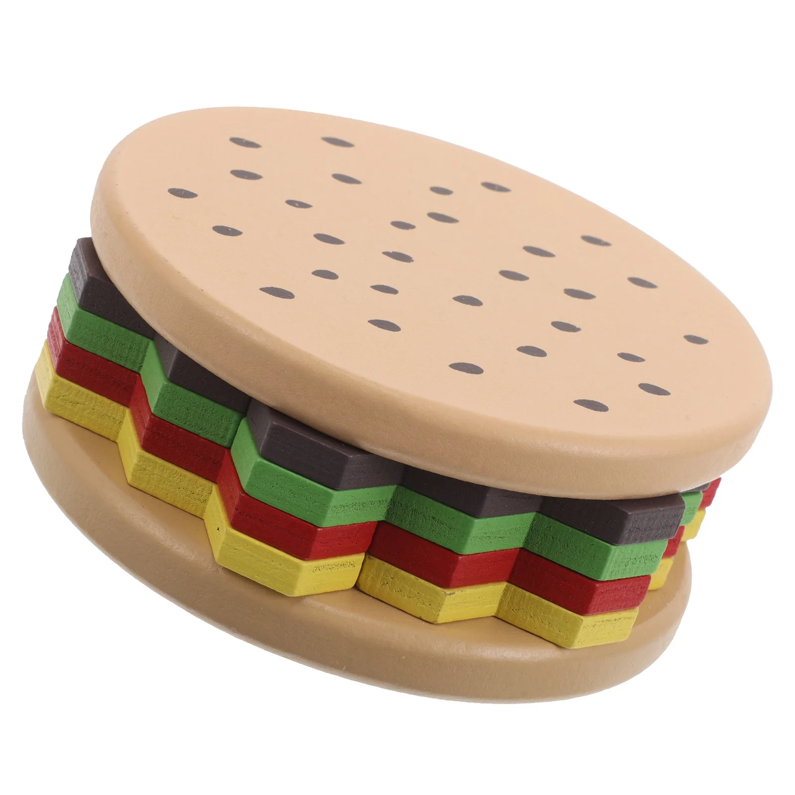 Burger in legno Puzzle 3D Montessori Impilabile Educazione prescolare Sviluppo delle abilità motorie fini Apprendimento precoce Blocchi Puzzle Giochi